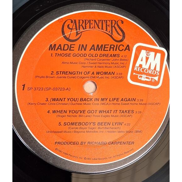 CARPENTERS-Made In America- original 1981 A&M Records SP-3723- Shrink! Ex/Ex - Picture 2 of 10